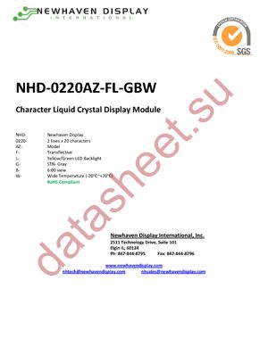 NHD-0220AZ-FL-GBW datasheet  